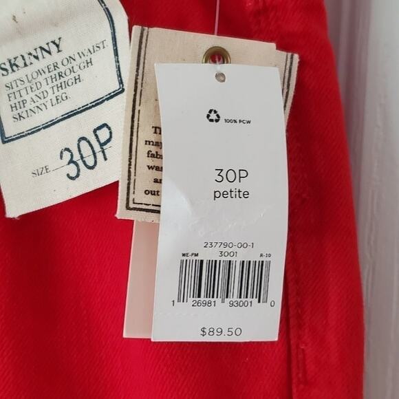 NEW BANANA republic size 30p petite red skinny jeans - Picture 3 of 8